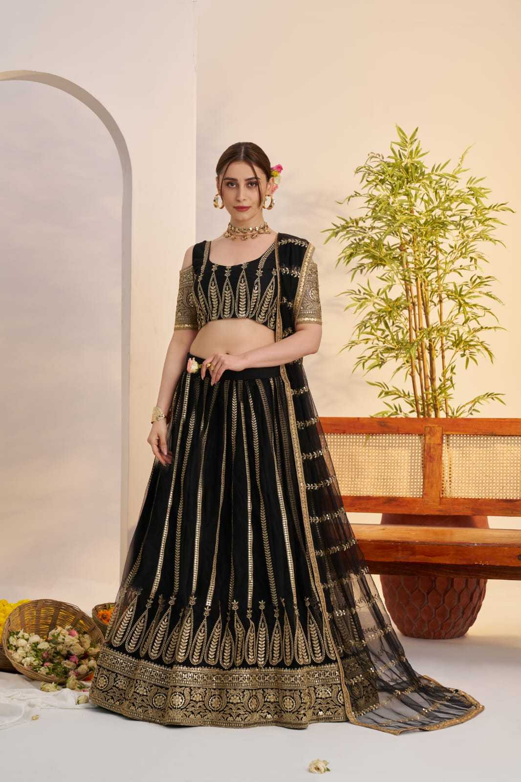 Georgette Embroidered Zari Work Sequins Lehenga